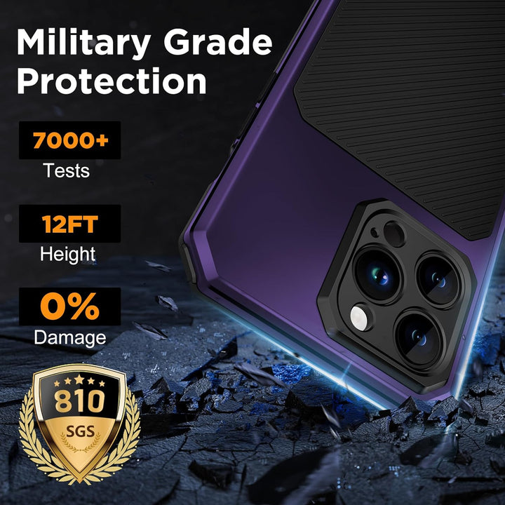 WIFORT Magnetisch Metall Hülle für iPhone 14 Pro Kompatibel mit MagSafe, mit 2 Stück Schutzglas, Mil