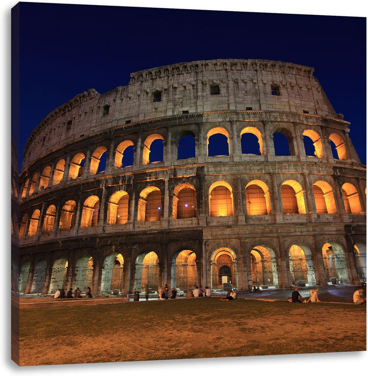 Colosseum in Rom, Format: 70x70 auf Leinwand, XXL riesige Bilder fertig gerahmt mit Keilrahmen, Kuns