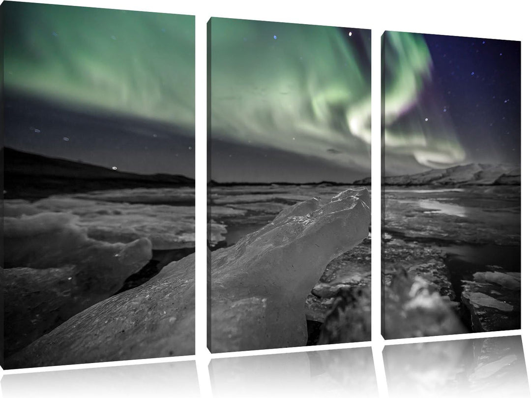 Pixxprint Gletscher Island als Leinwandbild/Grösse: 3 Teilig (120x80 cm) cm/Wandbild/Kunstdruck/fert
