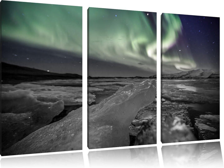 Pixxprint Gletscher Island als Leinwandbild/Grösse: 3 Teilig (120x80 cm) cm/Wandbild/Kunstdruck/fert