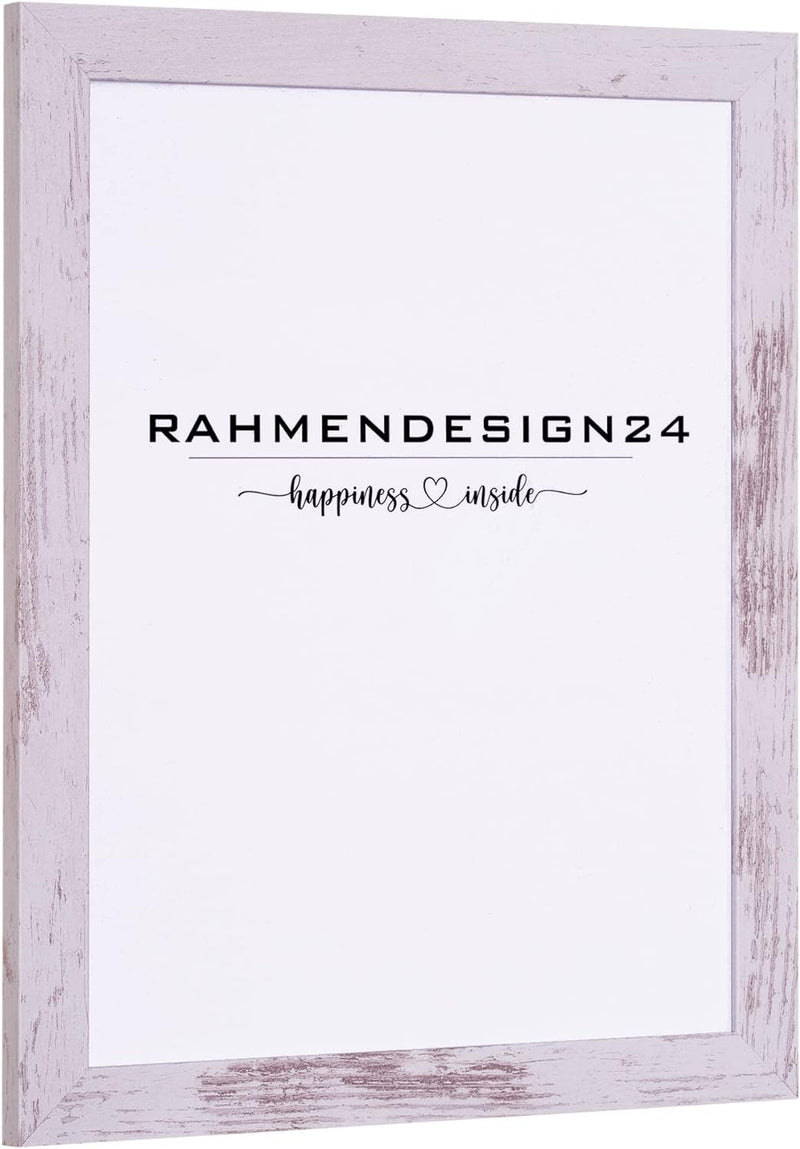 Rahmendesign24 Bilderrahmen Milano 60x60 Weiss vintage Fotorahmen, Wechselrahmen, Posterrahmen, Puzz