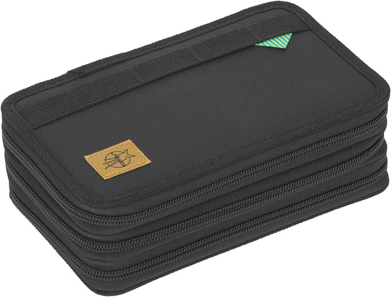 LÄSSIG Federmäppchen befüllt 20-teilig/ School Triple Pencil Case Unique black Schwarz, Schwarz