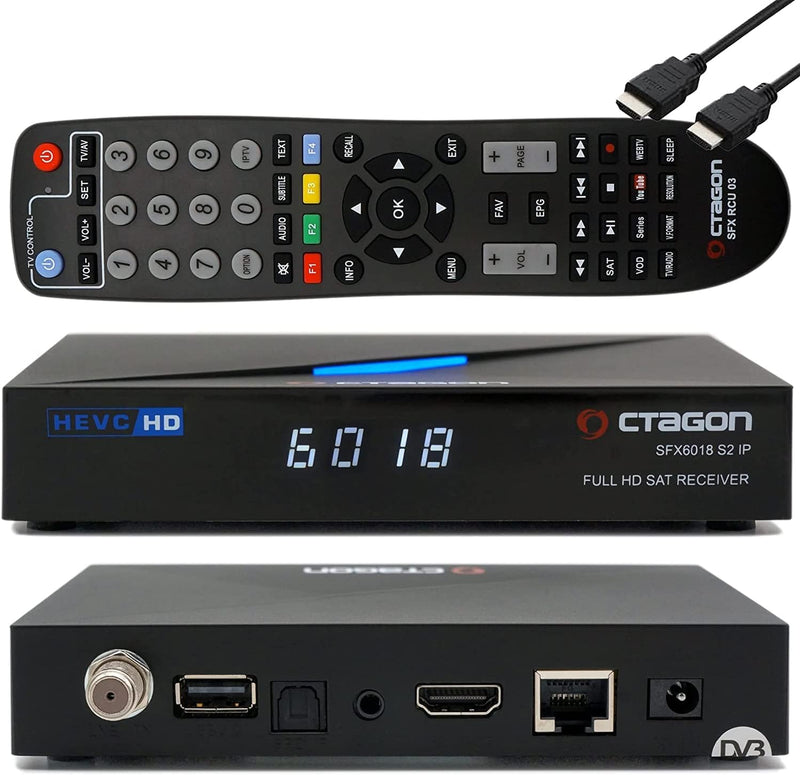 Octagon SFX6018 S2+IP WL 1x DVB-S2 HD H.265 HEVC, E2 Linux Smart Receiver, Satelliten Receiver, Aufn