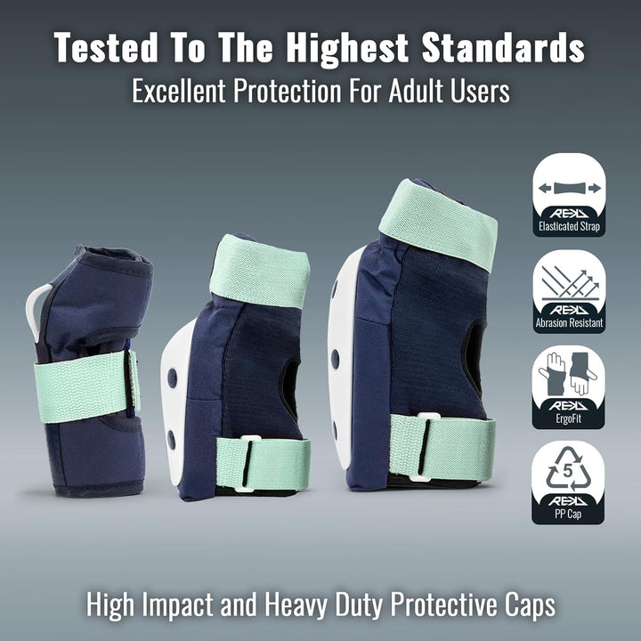 Rekd Heavy Duty Triple Pad Set Skateboard-Schutzset, Unisex, Erwachsene M Blau / Minzgrün, M Blau /