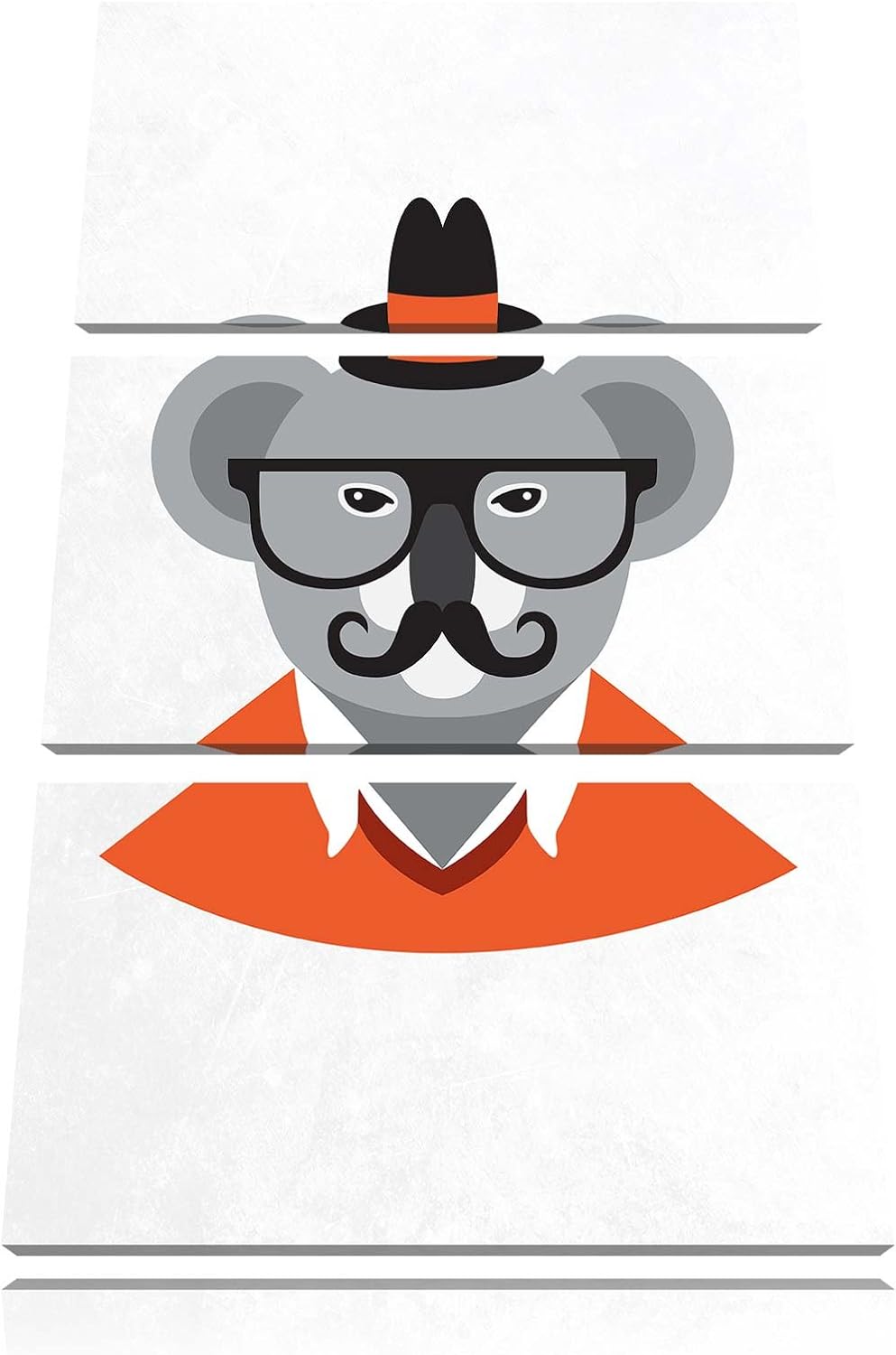 Pixxprint Hipster Koala als Leinwandbild/Grösse: 3 Teilig (120x80) cm/Wandbild/Kunstdruck/fertig bes