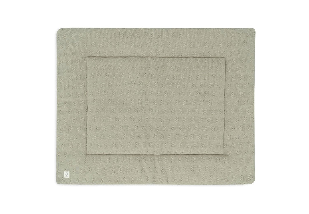Jollein Krabbeldecke für Baby - Grain Knit, Olive Green - Laufgittereinlage - 75x95 cm - Spieldecke