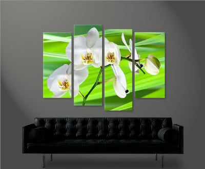 islandburner Bild Bilder auf Leinwand Green Flower Blumen 4er XXL Poster Leinwandbild Wandbild Dekoa