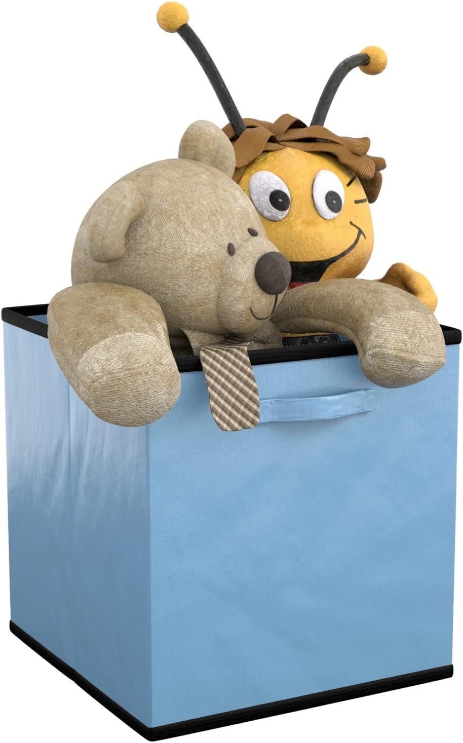 INTIRILIFE 6x faltbare Aufbewahrungs-Stoffbox in Blau - 26.7 x 26.7 x 28 cm - Multifunktionale Samme