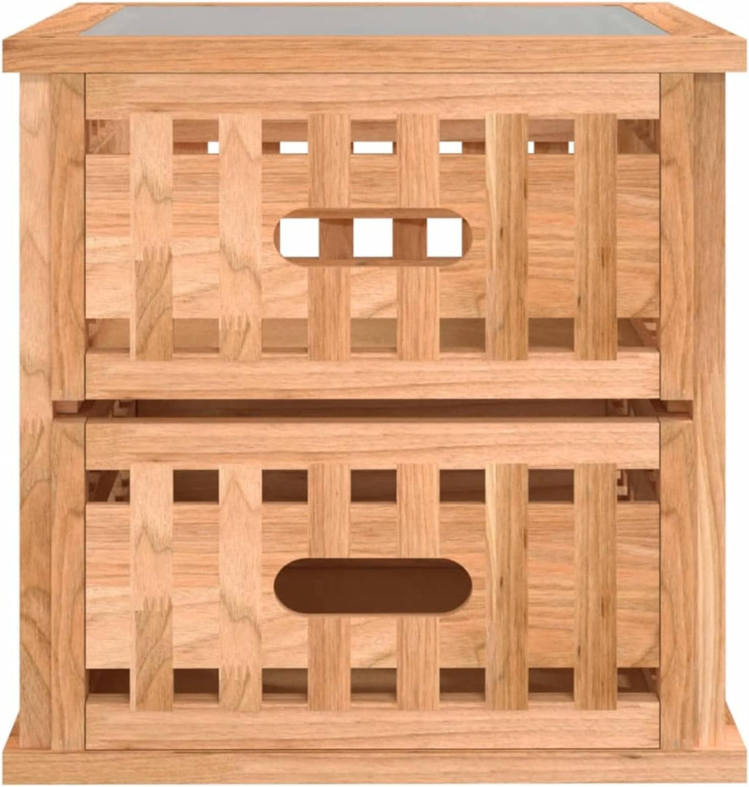 Tidyard Nachttisch Sofatisch Beistellschrank Nachtkonsole 34 x 34 x 34 cm (B x T x H) Mit 2 Schublad