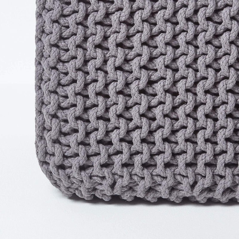 Homescapes Sitzhocker Sitzwürfel See grau 35 x 35 x 35 cm, Strick Pouf Fusshocker, grob gestrickter