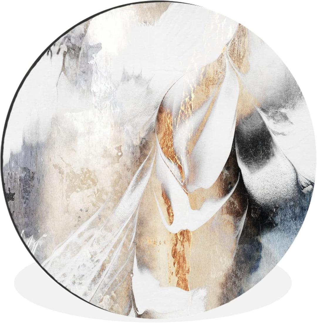 MuchoWow Wandbild Rund Wanddeko Deko Wohnzimmer Bilder 90x90 cm Abstrakt - Gold - Design - Luxe, 90x