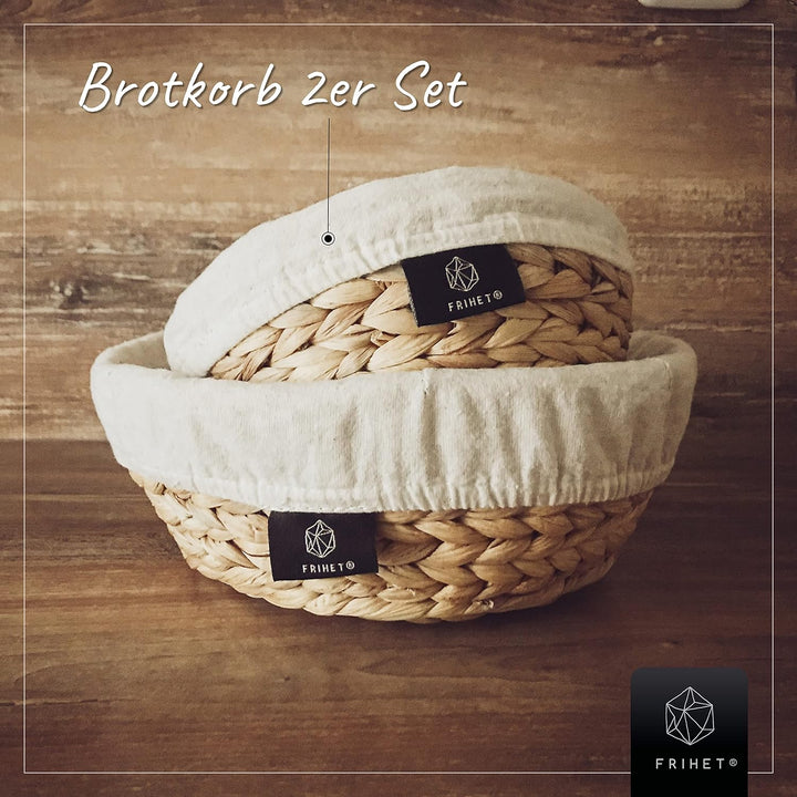 FRIHET Brotkorb Obstkorb geflochten Wasserhyazinthe 2er Set