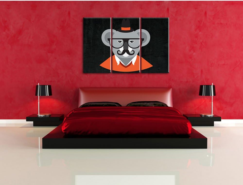 Pixxprint Hipster Koala als Leinwandbild/Grösse: 3 Teilig (120x80) cm/Wandbild/Kunstdruck/fertig bes