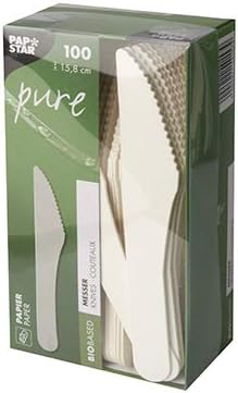 PAPSTAR Messer, Papier Pure 15,8 cm Weiss 88066 Papiermesser Einwegmesser, 1000 Stück