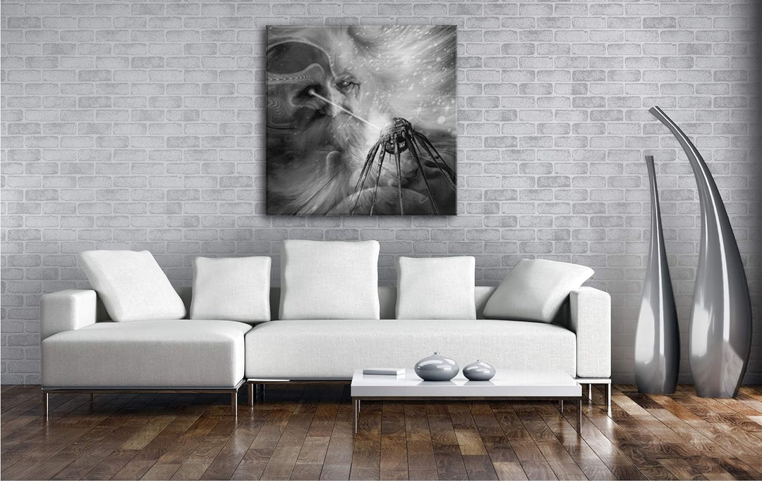 deyoli Abstraktes Raumschiff Zeichnung Format: 70x70 Effekt: Schwarz&Weiss als Leinwandbild, Motiv a