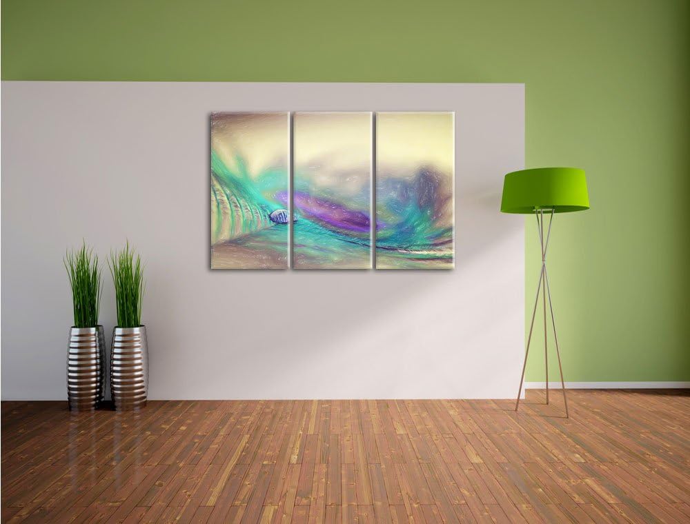 Pixxprint Pfauenfeder Detailaufnahme als Leinwandbild/Grösse: 3 Teilig (120x80) cm/Wandbild/Kunstdru