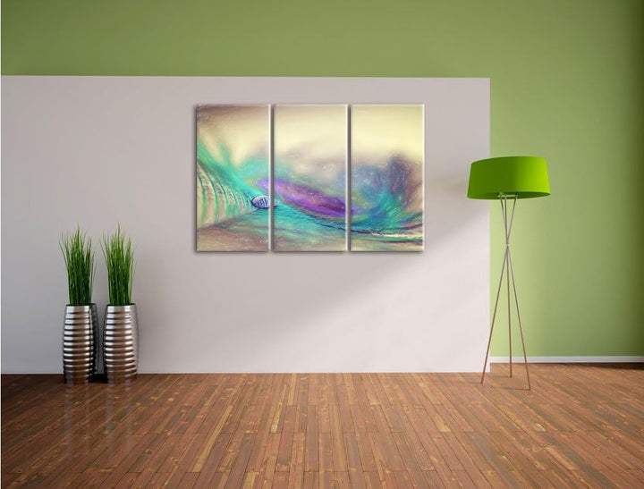 Pixxprint Pfauenfeder Detailaufnahme als Leinwandbild/Grösse: 3 Teilig (120x80) cm/Wandbild/Kunstdru