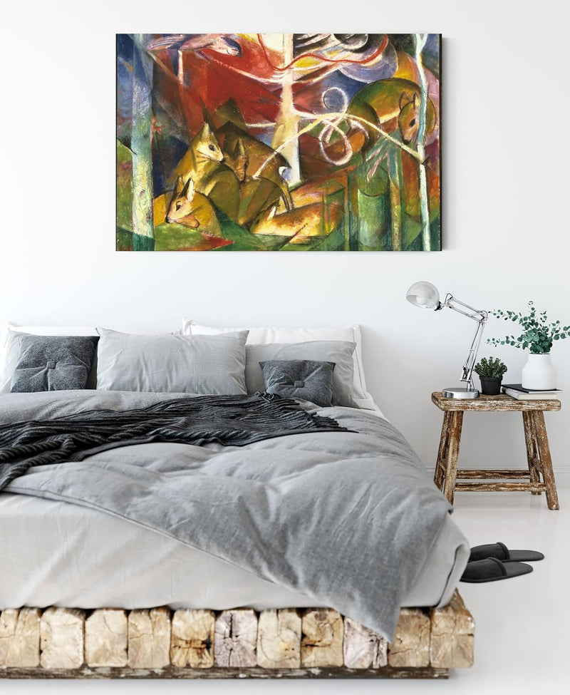 Generisch Franz Marc - Rehe im Wald I als Leinwandbild / Grösse: 100x70 cm / Wandbild / Kunstdruck /