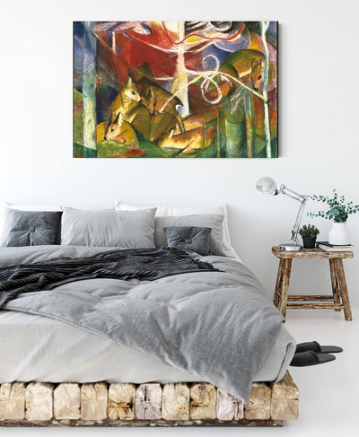 Generisch Franz Marc - Rehe im Wald I als Leinwandbild/Grösse: 120x80 cm/Wandbild/Kunstdruck/fertig