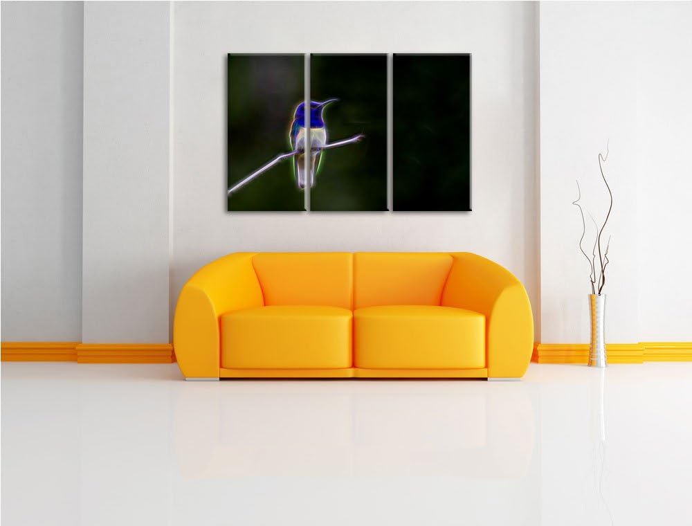 Dark kleiner farbenfroher Vogel NewArt 3-Teiler Leinwandbild 120x80 Bild auf Leinwand, XXL riesige B