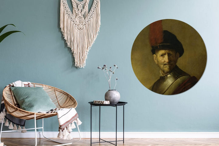 MuchoWow Wandbild Rund Wanddeko Deko Wohnzimmer Bilder 90x90 cm Porträt eines Mannes - Rembrandt van