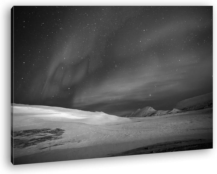 deyoli Polarlichter über dem nordischen EIS Effekt: Schwarz/Weiss Format: 120x80 als Leinwand, Motiv