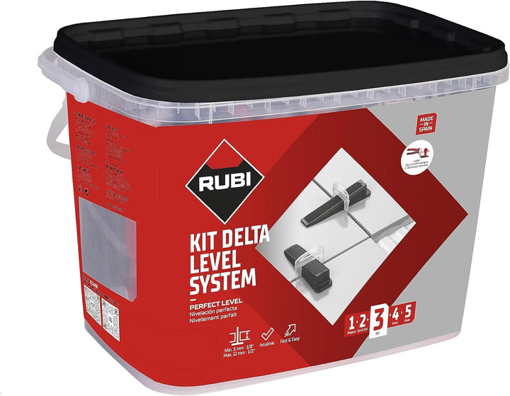 RUBI 3958 | Delta Level System Kit 2 mm (3-12 mm) | Set beinhaltet: 1 x Zange, 100 Kabelbinder und 1