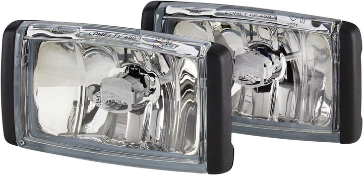 HELLA - FF/Halogen-Nebelscheinwerfersatz - Comet FF 450 - 12/24V - rechteckig - Anbau - Lichtscheibe