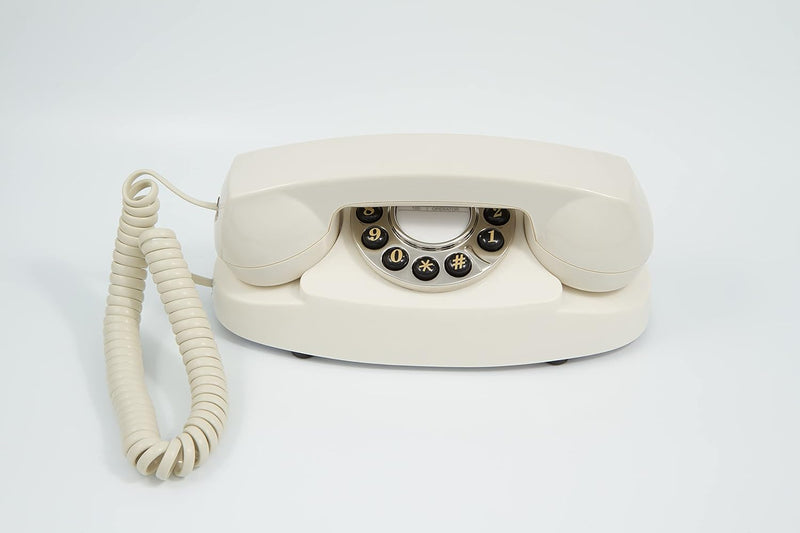 ProTelX Audrey Retro Telefon mit Tasten, 1950er-Jahre-Design Elfenbeinfarben, Elfenbeinfarben