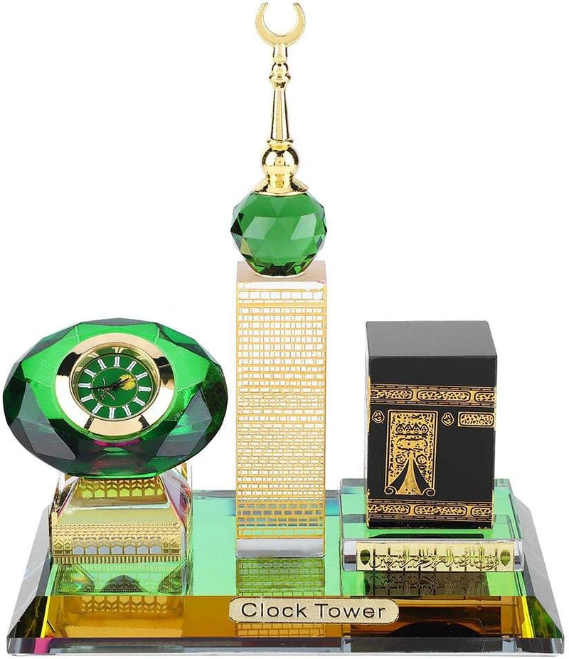 Hztyyier Kristall Sammlerfiguren für Wohnkultur Muslim Kaaba Clock Tower Modell für Desktop Ornament