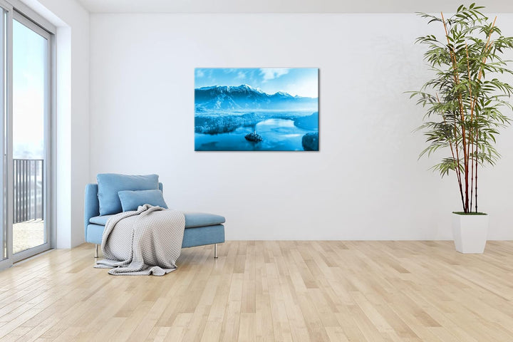 deyoli Bergsee in Slowenien Format: 60x40 Effekt: Monocrome Blau als Leinwand, Motiv fertig gerahmt