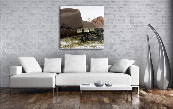 deyoli Wilder Westen Format: 60x60 als Leinwand, Motiv fertig gerahmt auf Echtholzrahmen, Hochwertig