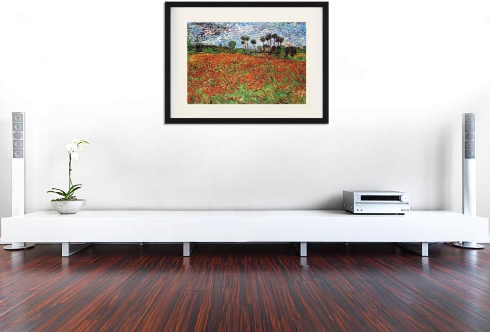 1art1 Vincent Van Gogh Poster Mohnfeld, 1890 Gerahmtes Bild Mit Edlem Passepartout | Wand-Bilder | I