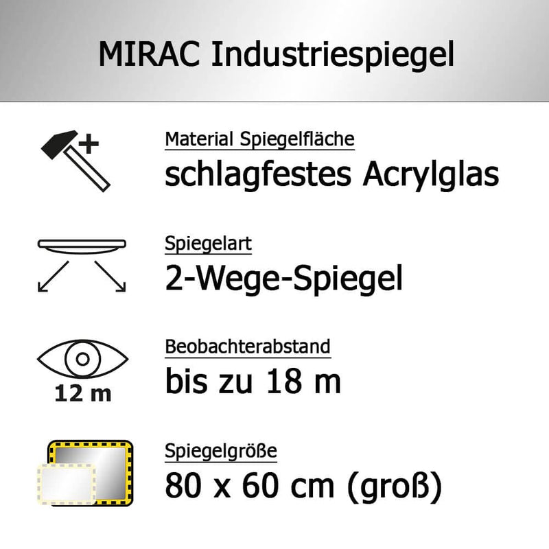 MIRAC Industriespiegel TIGER, Acrylglas, gelb/schwarz, rechteckig, 80 x 60 cm aus Glas, Kunststoff,