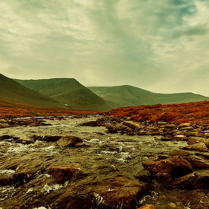 Feeby Bilder Landschaft 200x100 cm - Leinwandbild 5 Teilig XXL Kunstdruck Steine grün Leinwandbild X