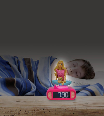 Lexibook RL800BB, Mattel, Barbie Nachtlicht Wecker, Klänge und Melodien, LCD-Bildschirm mit Hintergr