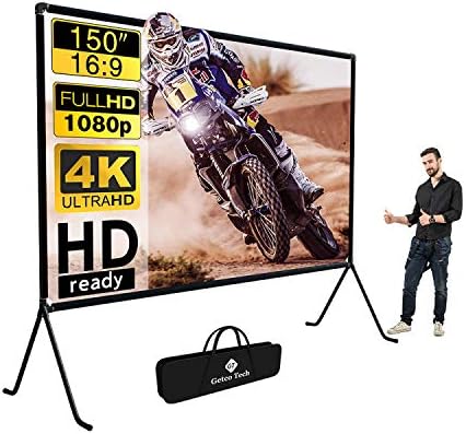 Beamer leinwand(150 "), Projektion Leinwand mit Ständer 16: 9 HD Faltbare Innen- / Aussenprojektion,