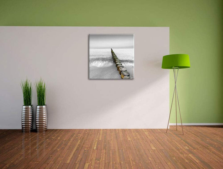 Pixxprint kleine Baumstümpfe im Meer als Leinwandbild/Grösse: 70x70 cm/Wandbild/Kunstdruck/fertig be