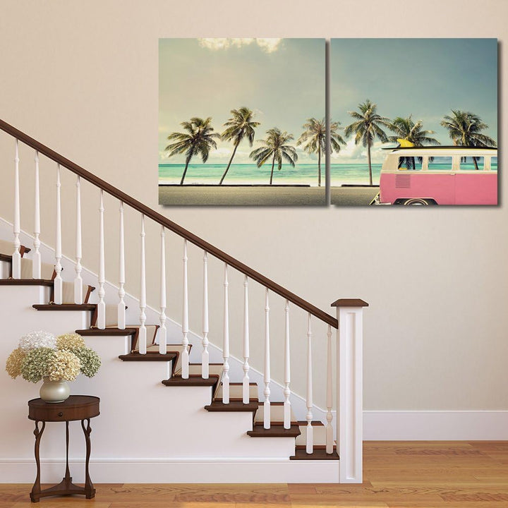 Feeby. Wandbilder - 2 Teile - 120x60 cm - quadratische Form Bilder Kunstdrucke Deko Panel MEER, STRA