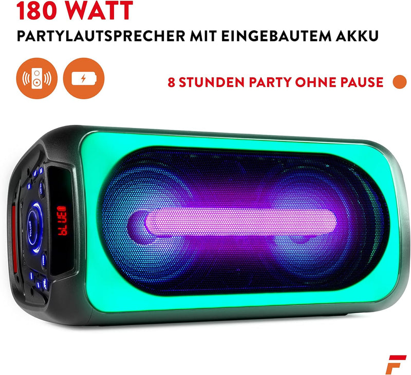 Fenton BoomBox400 - Partybox, Akku Musikbox Bluetooth Lautsprecher, 180 W mobiler Partylautsprecher