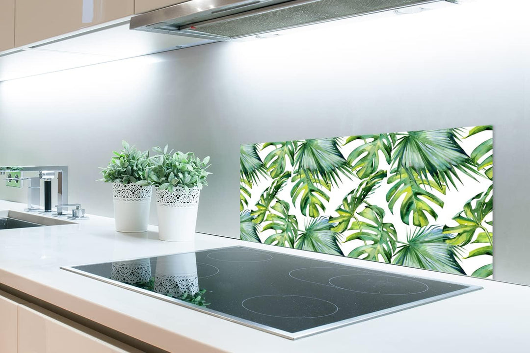 MuchoWow Spritzschutz Küche Küchenrückwand Alu Poster Bilder 80x40 cm Bohème - Blätter - Blumen - Tr