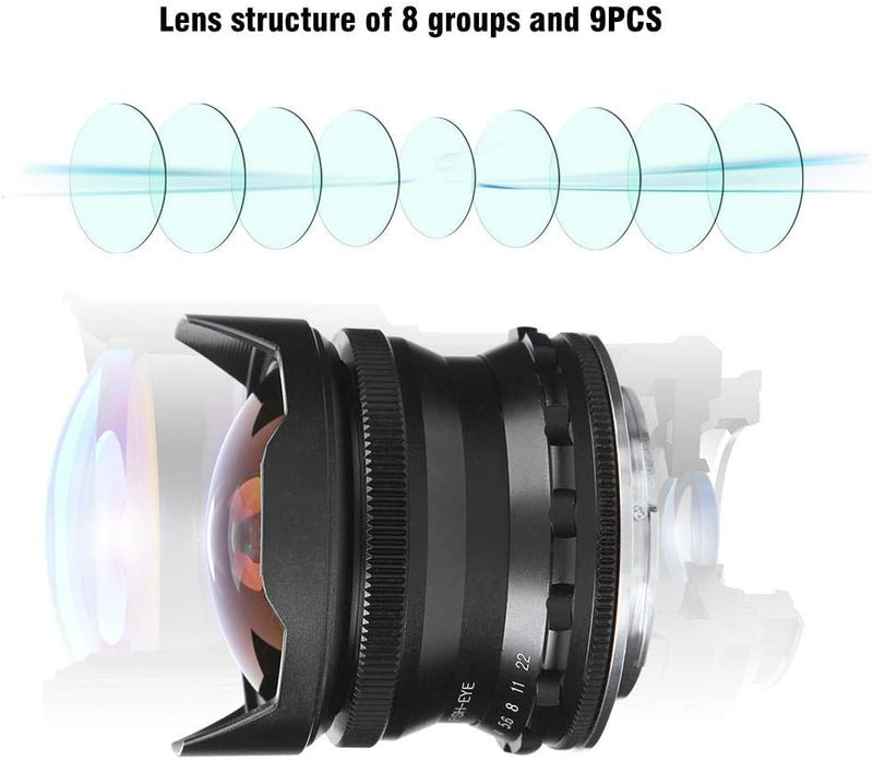 für Nikon Z Mount Objektiv, CL-Mil7528N 7,5 mm f16-f2,8 Weitwinkel Fisheye spiegellose Kamera Objekt