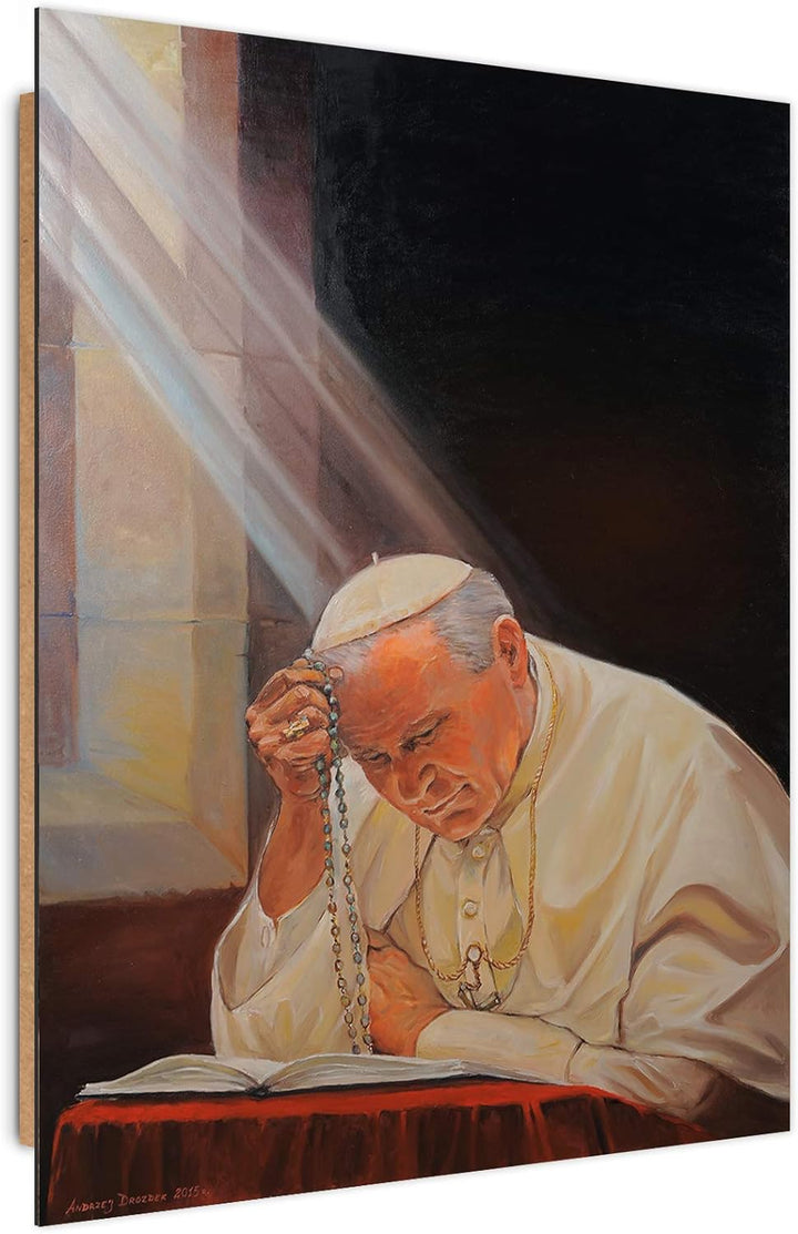 Feeby Wanddeko Johannes Paul II Bild Kunstdruck modern Papst Beige 60x90 cm Deko Paneel 60x90 cm Bei