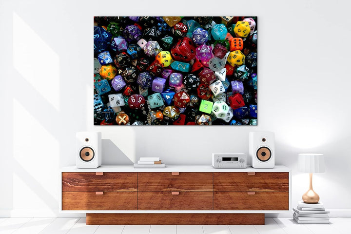 deyoli bunt durchmischte Würfel im Format: 100x70 als Leinwandbild, Motiv fertig gerahmt auf Echthol