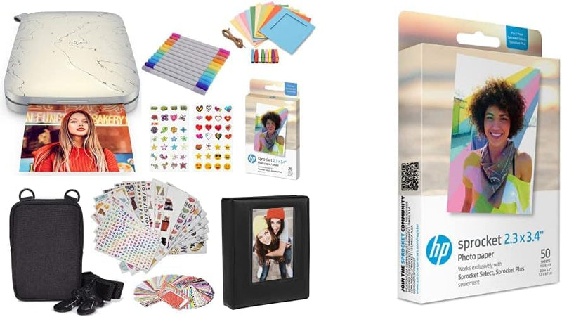 HP Sprocket Select Tragbarer Sofortbilddrucker mit 2,3 x 3,4 Zoll (Wei??) Kit: Zink-Papier 20er Pack