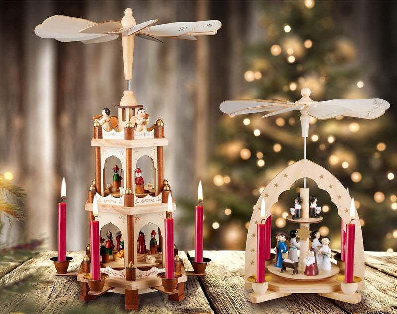 BRUBAKER 100er Pack Baumkerzen Wachs - Weihnachtskerzen Pyramidenkerzen Christbaumkerzen - Dunkelrot