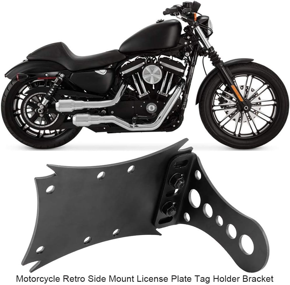 EVGATSAUTO Kennzeichenhalterung, Motorrad Retro Seitenhalterung Kennzeichenhalter Halterung Kennzeic