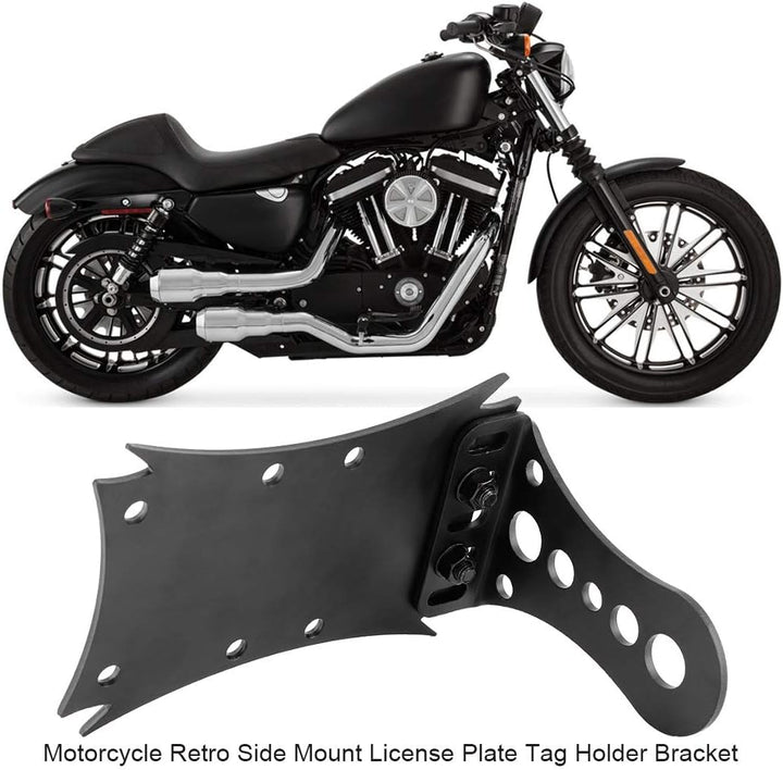 EVGATSAUTO Kennzeichenhalterung, Motorrad Retro Seitenhalterung Kennzeichenhalter Halterung Kennzeic