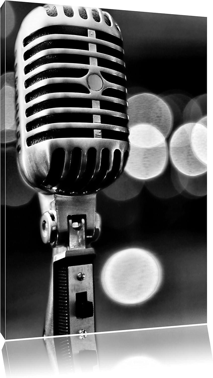 Pixxprint Altes Retro Mikrofon als Leinwandbild/Grösse: 100x70 cm/Wandbild/Kunstdruck/fertig bespann