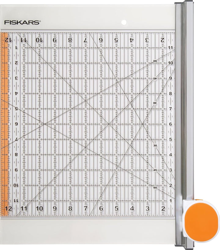 Fiskars Rollmesser Ø 45 mm mit Lineal, 12” x 12”, Orange/Weiss, 1016264 Rollmesser mit Lineal 12” x